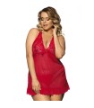 SUBBLIME - QUEEN PLUS RED BABYDOLL FLORAL MOTIVS IN BREASTS - D-220567